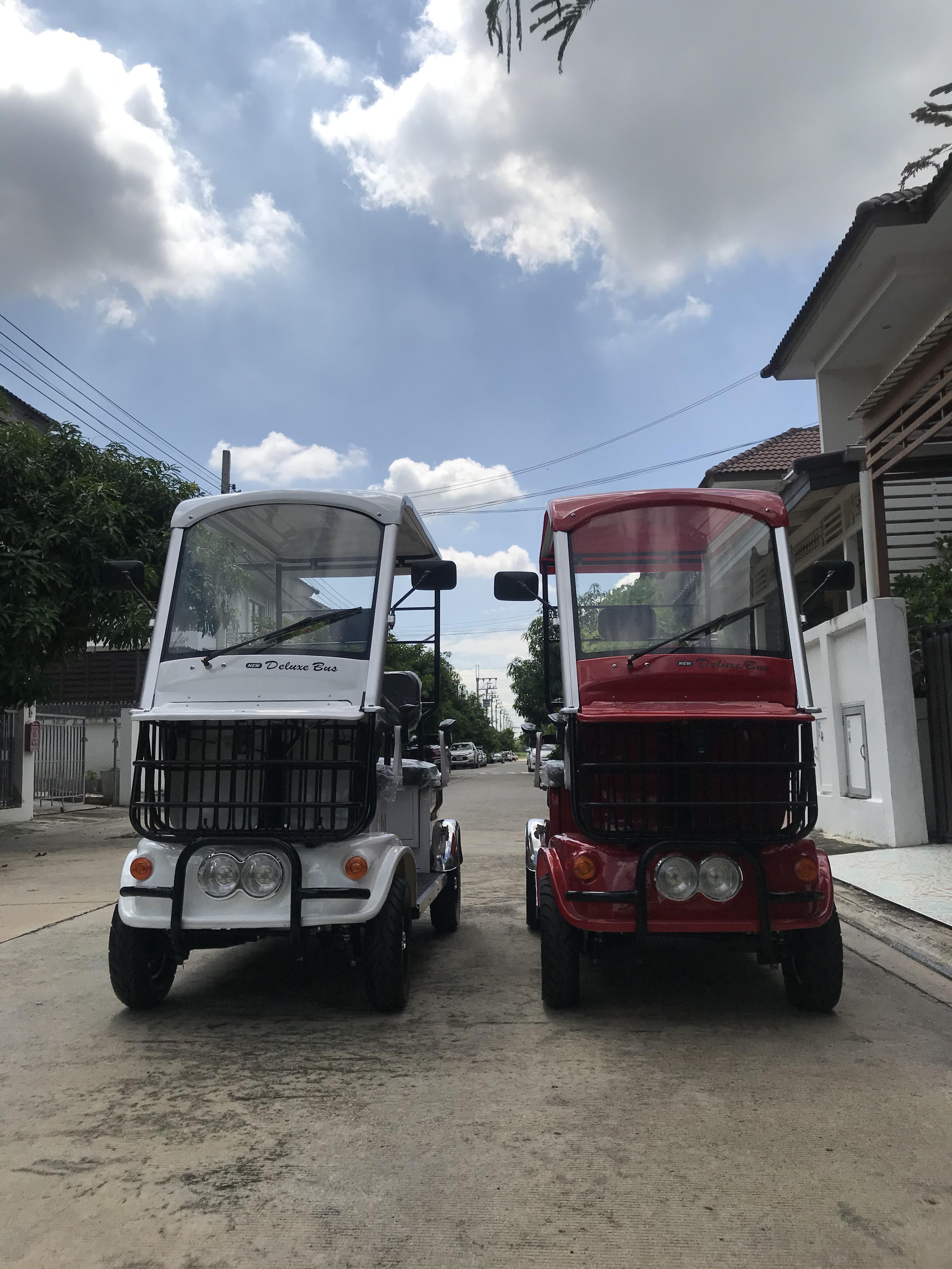 รถไฟฟ้า 4 ล้อ 3 ที่นั่ง รุ่น M-01 ยี่ห้อ CLP CAR สีขาว ขับแฮนด์บิด