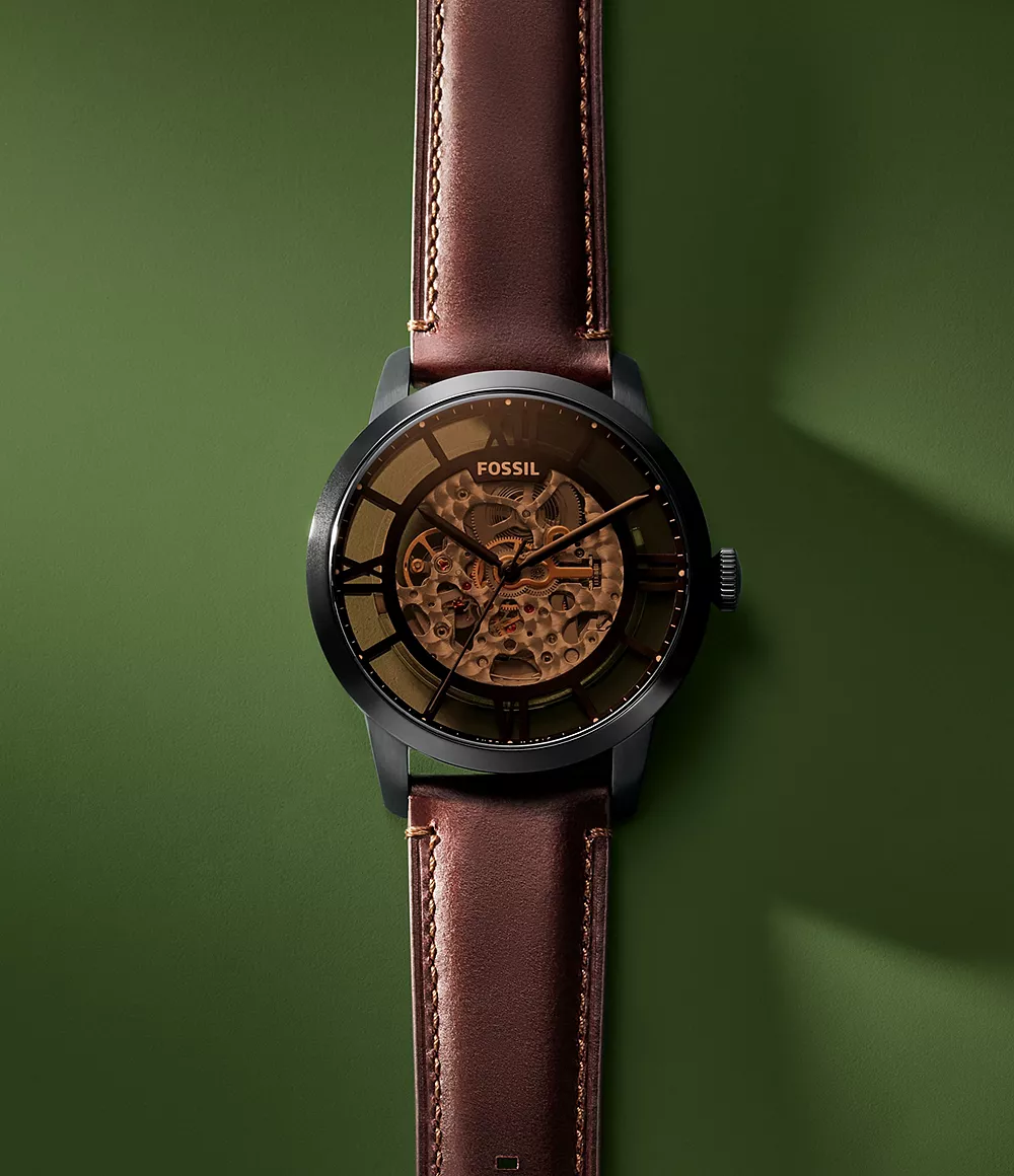 Fossil ME3098 นาฬิกาผู้ชาย Fossil Townsman Automatic Dark Brown Men's Watch