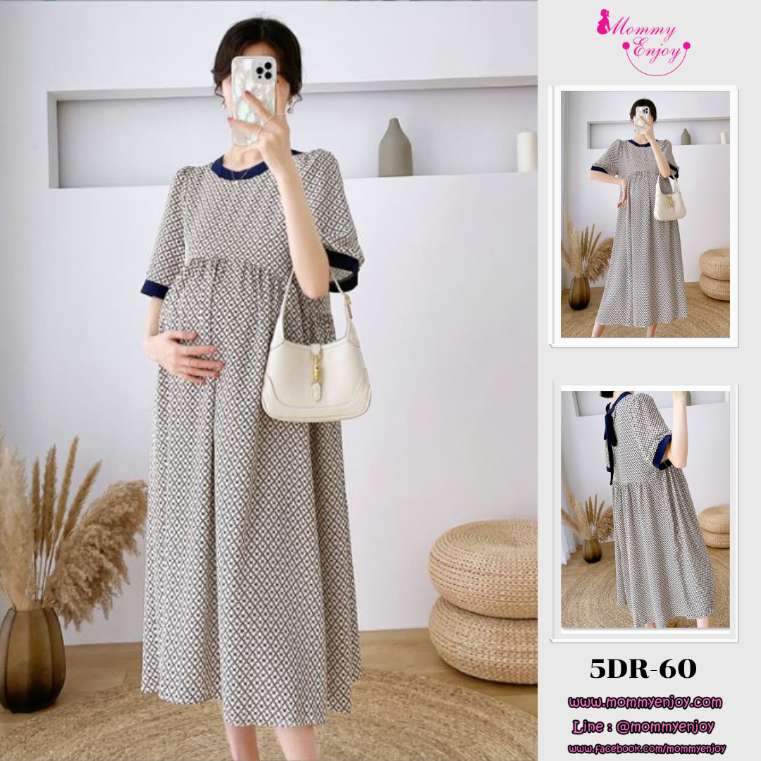 เดรสคลุมท้องแฟชั่นเกาหลี ทรงปล่อย ใส่สบายๆ เนื้อผ้าดี ไม่ต้องรีด ลายสวย เรียบหรูดูดีมากค่ะ M L XL XXL