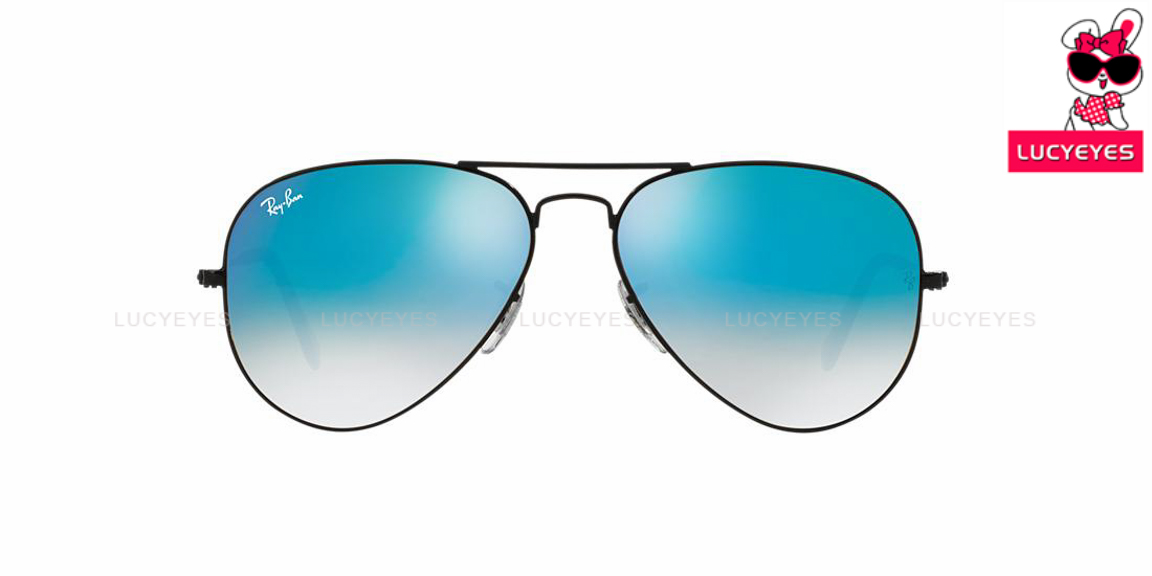 RayBan RB3025 002/4O AVIATOR LARGE METAL กรอบดำ เลนส์ฟ้าไล่สี 2