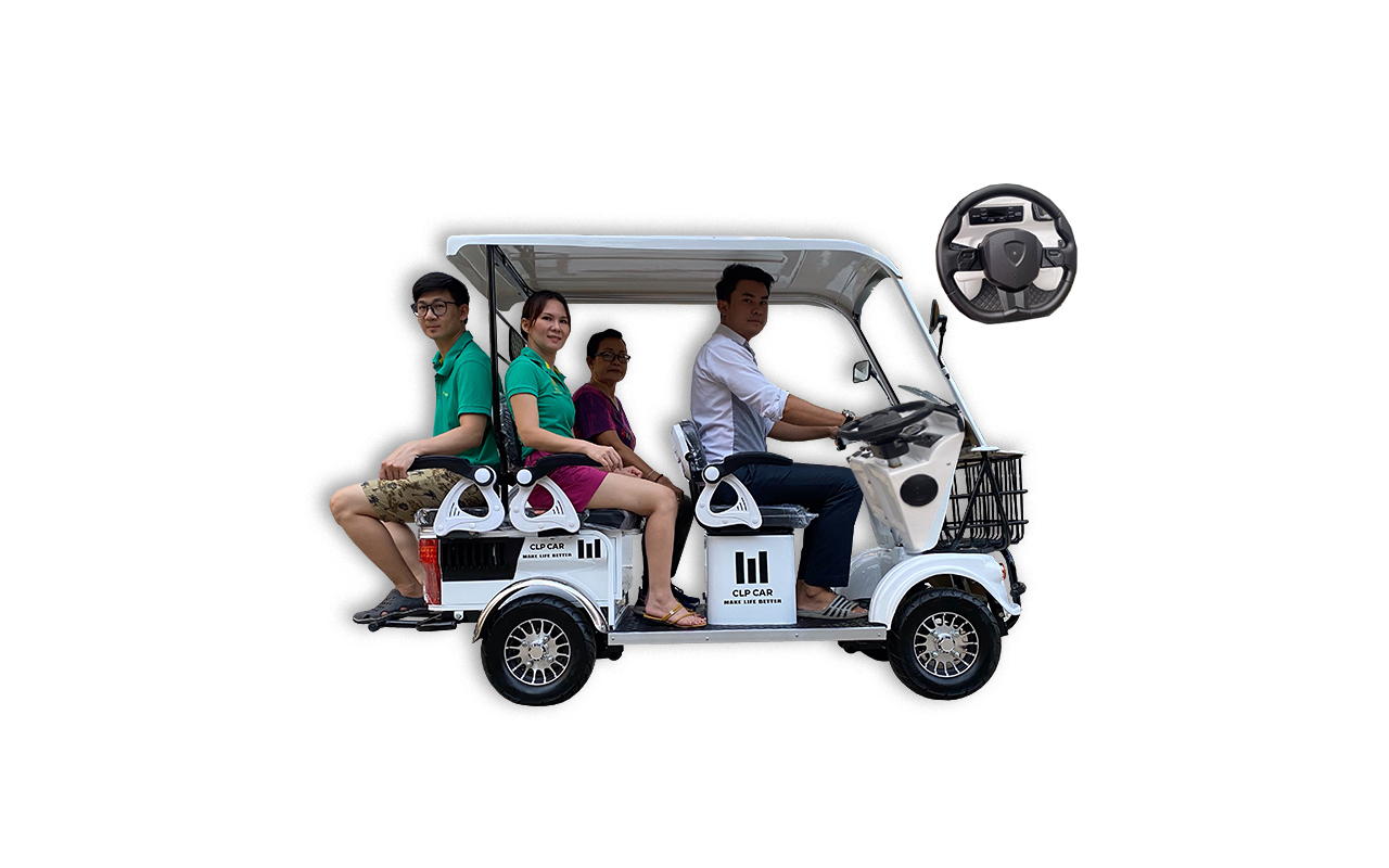 รถกอล์ฟไฟฟ้า 4 ล้อ 6 ที่นั่ง รุ่น M-04T ขับแบบพวงมาลัย