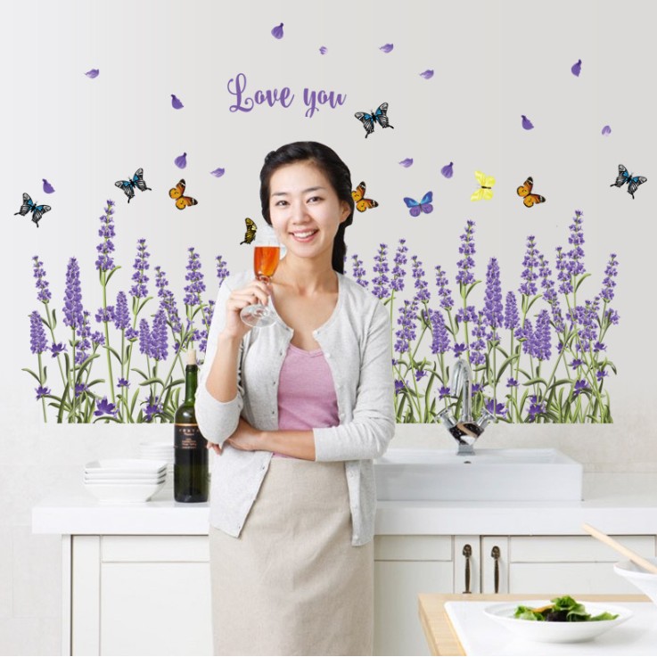 สติ๊กเกอร์ตกแต่งผนัง ขนาด 50x70 ซม. เนื้อ PVC มีกาวในตัว ไม่ทำลายผนัง เซต 2/4