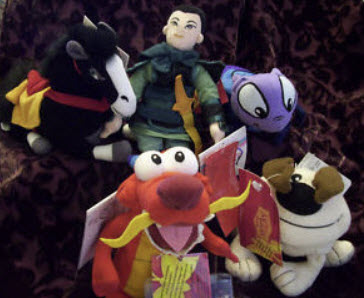 ตุ๊กตารวมตัวการ์ตูน มู่หลาน (Mulan) ครบชุด 5 ตัว ขนาด 6-9 นิ้ว