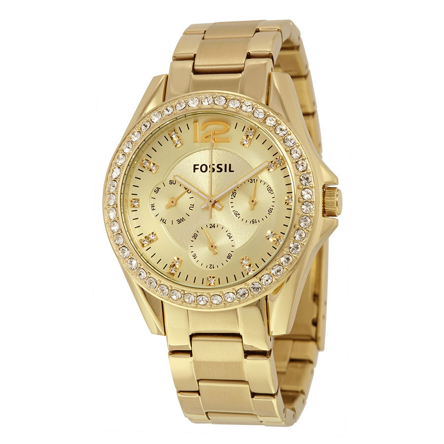 Fossil ES3203 นาฬิกาผู้หญิง Fossil รุ่น ES3203, Riley Multi-Function Gold tone Women's Watch