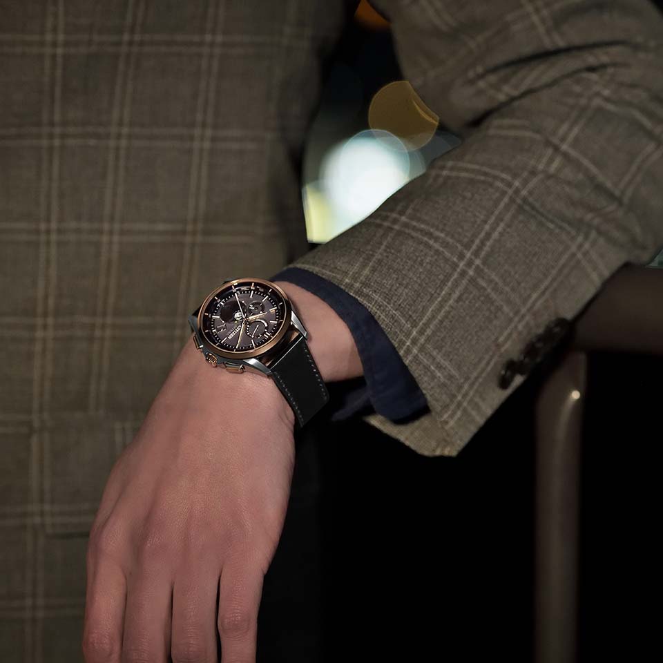 Citizen BY1004-17X นาฬิกาผู้ชาย Eco-Drive Attesa Moon Phase Radio Controlled Men's Watch