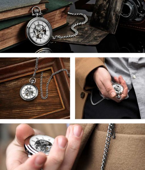 Stuhrling Original 6053.33113 นาฬิกาพก Stuhrling Original รุ่น 6053.33113, Mechanical Vintage Stainless Steel Pocket Watch