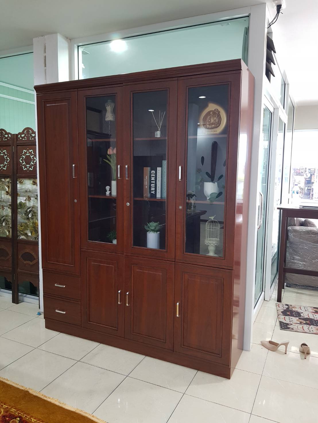 ตู้เอกสารไม้ทรงสูง4บาน(BHNHม)