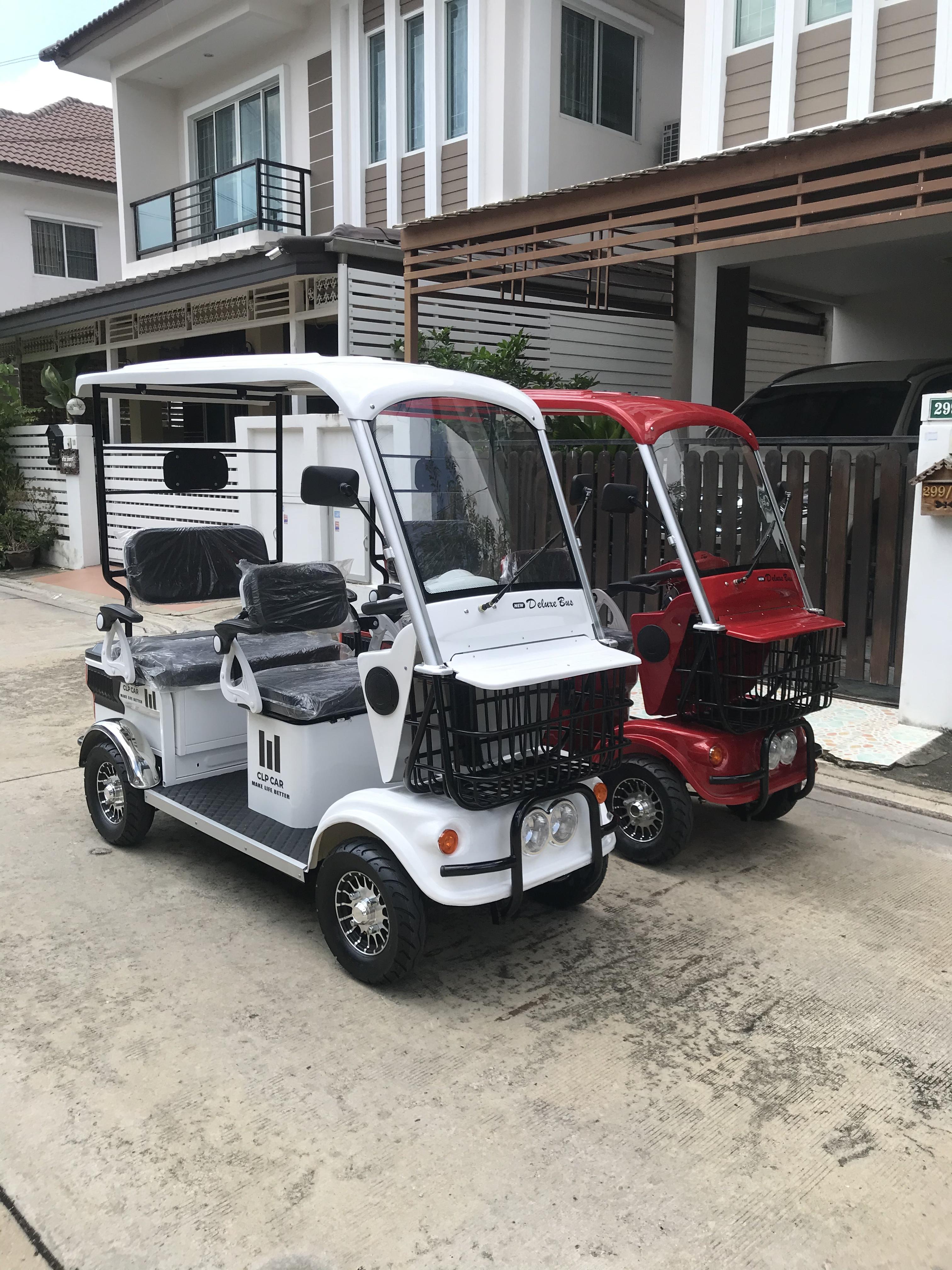 รถไฟฟ้า 4 ล้อ 3 ที่นั่ง รุ่น M-01 ยี่ห้อ CLP CAR สีขาว ขับแฮนด์บิด