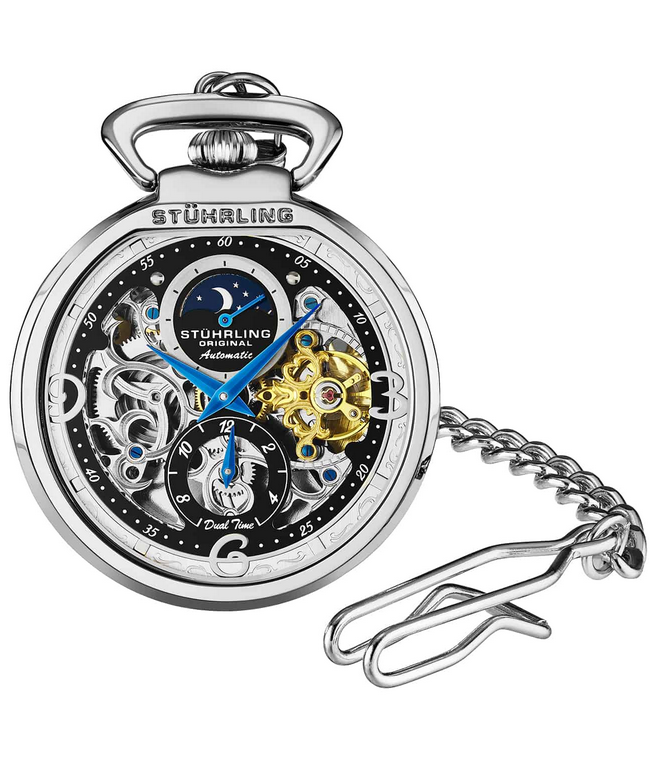 Stuhrling Original 991.01 นาฬิกาพก Mechanical Vintage Stainless Steel Pocket Watch