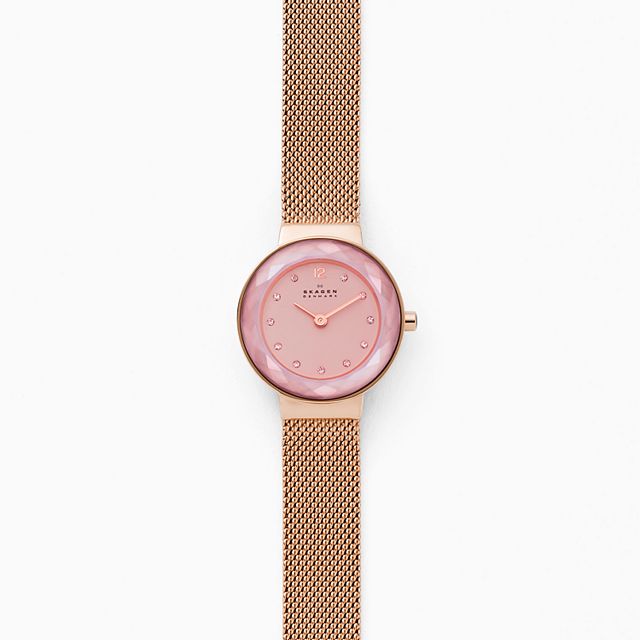 Skagen SKW2768 นาฬิกาผู้หญิง Leonora Rose-Tone Steel-Mesh Quartz Women's Watch