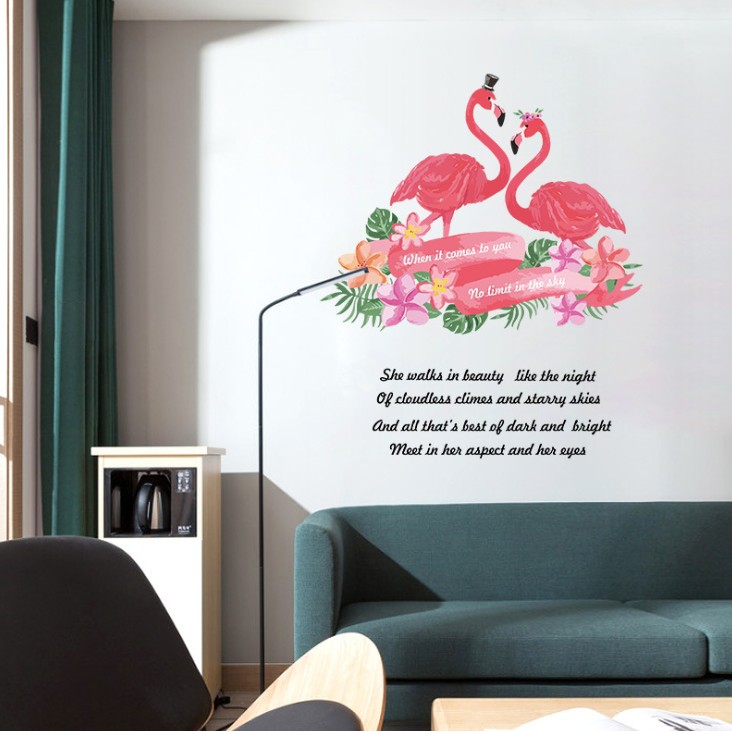 สติ๊กเกอร์ตกแต่งผนัง ขนาด 50x70 ซม. เนื้อ PVC มีกาวในตัว ไม่ทำลายผนัง เซต 3/4