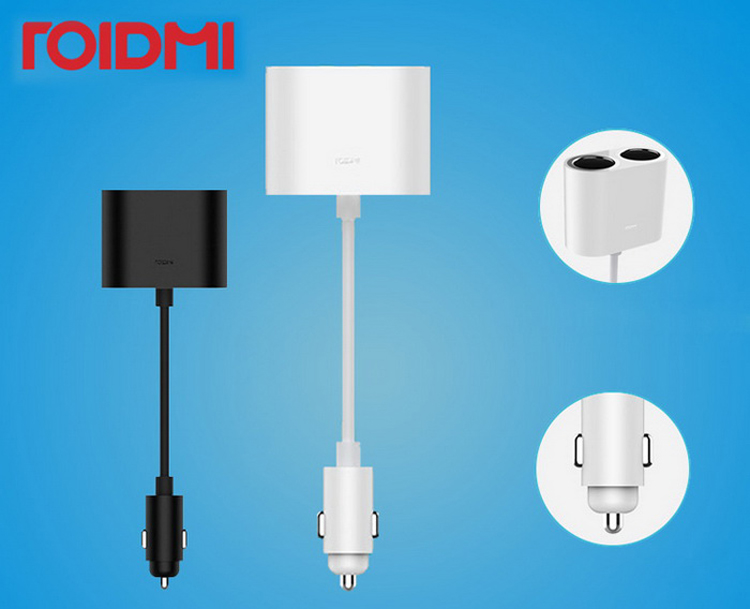 Xiaomi RoidMi Car Dual Cigarette Lighter Splitter - ตัวขยายช่องจุดบุหรี่แบบคู่(สีขาว)