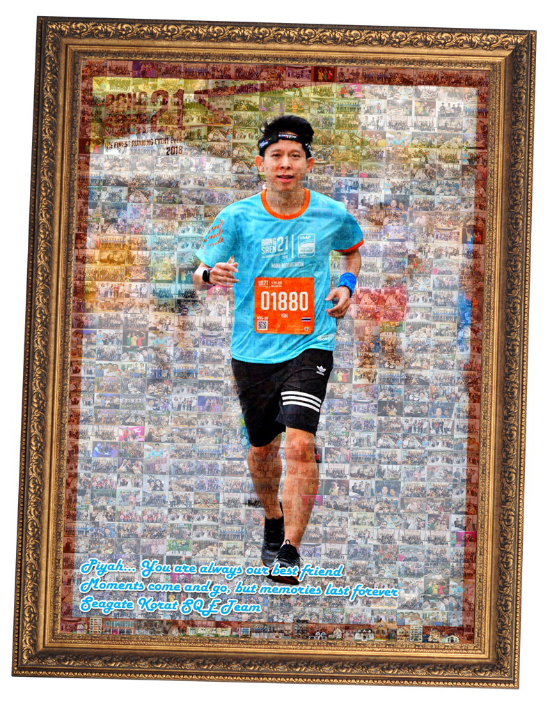 ของขวัญวันเกษียณ Mosaic Photo ขนาด 24x36 นิ้ว + กรอบไม้เส้น 556โอ๊คE เคลือบร้อน