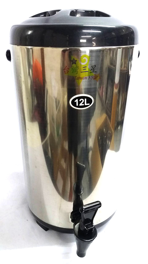ถังชา 12 ลิตร (สีดำ) ไม่มีขอบด้านใน ตราดาว Taiwan 3 Star Stainless Steel Beverages Tank 12L - black