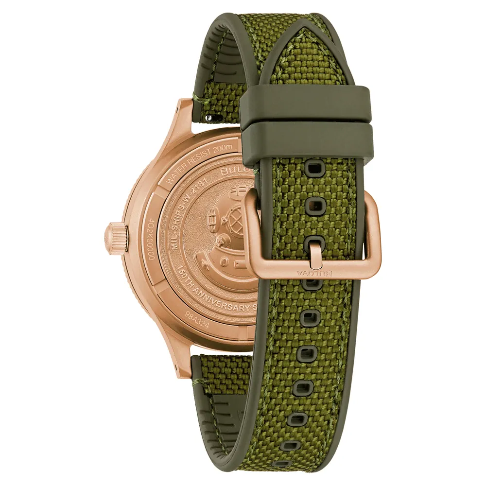 Bulova 98A324 นาฬิกาผู้ชาย Archive Series MIL-SHIPS 150th Anniversary Edition Automatic Men's Watch