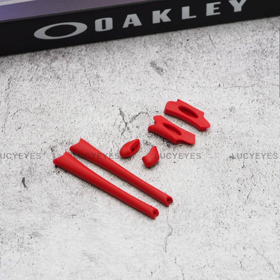 ชุดยางขาแว่น + แป้นจมูก OAKLEY OO9112, FLAK JACKET สีแดง
