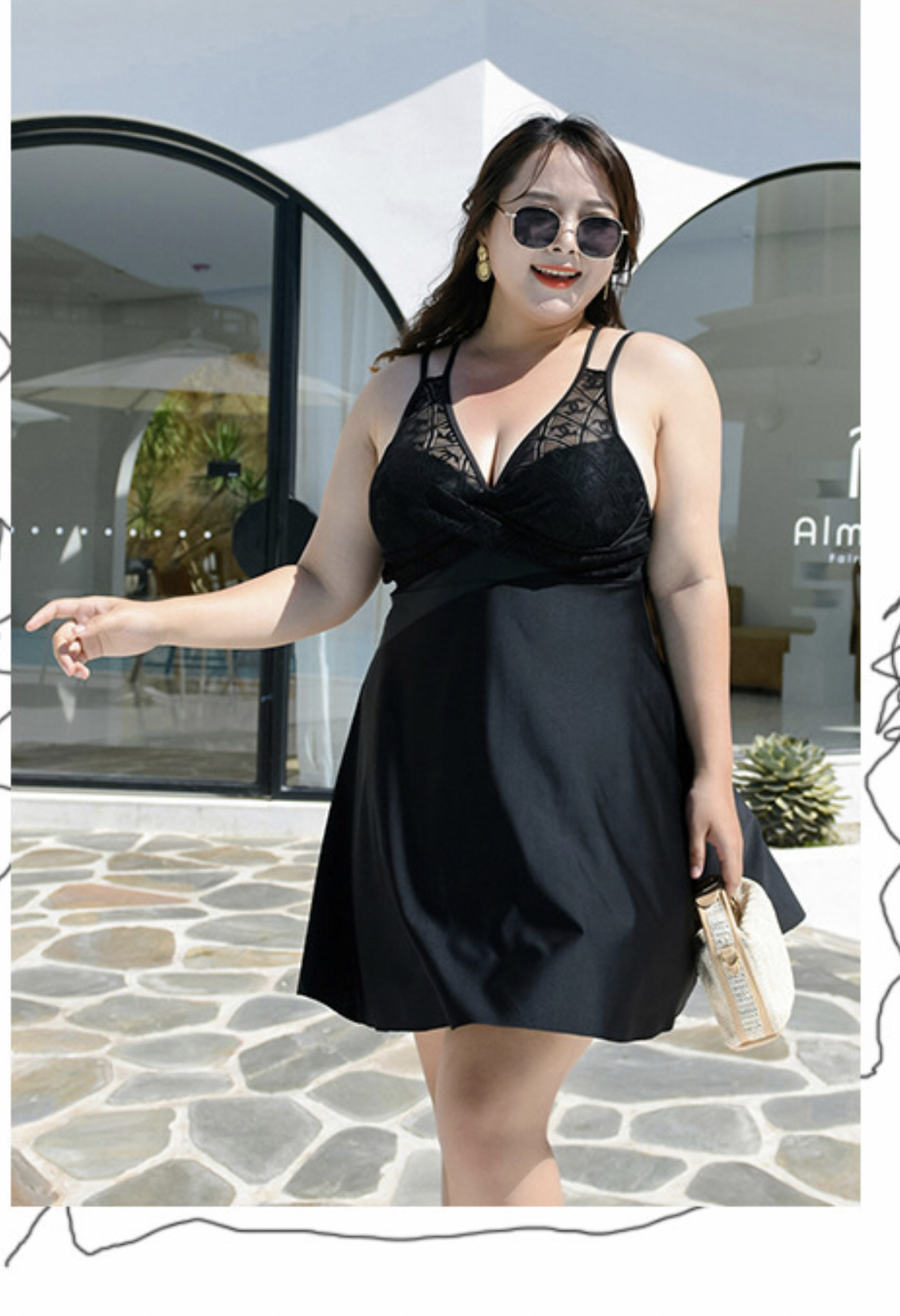 ชุดว่ายน้ำคนอ้วน 6xl พร้อมส่ง :ชุดว่ายน้ำไซส์ใหญ่ชุดเที่ยวทะเลสีดำแต่งผ้าซีทรูมาพร้อมเสื้อคลุมแขนยาว มีกางเกงขาสั้นใส่ด้านในแบบสวย sexyมากๆจ้า : ขนาด - รอบอก 38 - 48 นิ้ว - เอว 36 - 46 นิ้ว - สะโพก 40 - 52 นิ้ว - เสื้อคลุมรอบอกกว้าง 48 นิ้ว