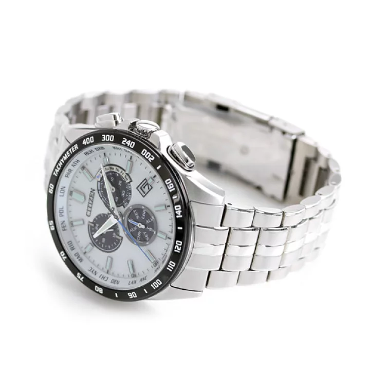 Citizen CB5874-90A นาฬิกาผู้ชาย Eco-Drive Perpetual Chronograph GMT Radio Controlled Men's Watch