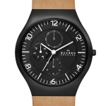 Skagen SKW6114 นาฬิกาผู้ชาย Grenen Multi-Function Black Dial Brown Leather Quartz Men's Watch