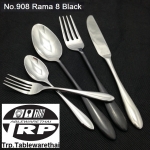 908 Rama 8 Black Cocktail Fork,Coffee / Tea Spoon,Dinner Spoon,Dinner Fork,Dinner Knife,ส้อมค็อกเทล,ช้อนกาแฟ,ช้อนคาวส้อมคาว,มีดคาว,Made in thailand,สแตนเลส,Stainless Steel 304 Trp.Tablewarethai / ทีอาร์พี.เทเบิ้ลแวร์ไทย รับประกันปลอดสนิมตลอดอายุการใช้งาน