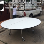 Round Table 圆桌会议 餐桌 中式餐桌 配有旋转镜组 โต๊ะกลม โต๊ะจีน ขนาด 200 cm.นั่ง 14 คน โต๊ะกลม พับครึ่ง มีล้อ,หน้าขาวโฟเมการ์,ขาเหล็กชุปโครเมี่ยม,โต๊ะประชุม,โต๊ะสัมมนาโต๊ะจัดเลี้ยง,โต๊ะโรงแรม Round Table Folding half with wheels Tablechairthai