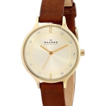 Skagen SKW2147 นาฬิกาผู้หญิง Skagen รุ่น SKW2147, Anita Gold Brown Leather Women's Watch