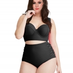 ชุดว่ายน้ำทูพีชคนอ้วน พร้อมส่ง :ชุดว่ายน้ำไซส์ใหญ่สีดำผูกโบว์ด้านหลังและแต่งถักที่กางเกง แบบเก๋สวยมากๆจ้า:รอบอก42-50นิ้ว เอว36-44นิ้ว สะโพก40-52นิ้วจ้า