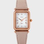 Fossil ES4718 นาฬิกาผู้หญิง Lyric Three-Hand Blush Leather Quartz Women's Watch