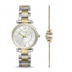 Fossil ES4517SET นาฬิกาผู้หญิง Carlie Three-Hand Two-Tone Stainless Steel Women's Watch