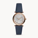 Fossil ES4708 นาฬิกาผู้หญิง Lyric Three-Hand Navy Leather Quartz Women's Watch