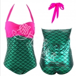 One Piece พร้อมส่ง : ชุดแฟชั่นว่ายน้ำวันพีชสีชมพูแต่งลายสีเขียวเกล็ดปลาสีสันสดใส สายคล้องคอผูกโบว์แบบเก๋ sexy มากๆจ้า:รอบอก38-46นิ้ว เอว36-46นิ้ว สะโพก40-50นิ้วจ้า