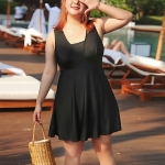 ชุดว่ายน้ำคนอ้วน 7XL ชุดเที่ยวทะเลพร้อมส่ง :ชุดว่ายน้ำไซส์ใหญ่สีดำแต่งสายถักด้านหลัง มีกางเกงขาสั้นใส่ด้านในแบบสวยน่ารักมากๆจ้า:รอบอก44-54นิ้ว เอว40-52นิ้ว สะโพก46-58นิ้ว