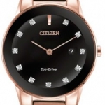 Citizen GA1058-59Q นาฬิกาข้อมือผู้หญิง Eco-Drive Axiom Rose Gold Diamonds Women's Watch