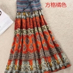 เสื้อผ้าแฟชั่นผู้หญิงพร้อมส่ง : เดรสสีส้มแฟชั่น แต่งลายกราฟฟิกสีสดใส ใส่เป็นกระโปรงได้ แบบน่ารักมากๆจ้า