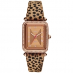 Fossil ES4684 นาฬิกาผู้หญิง Lyric Three-Hand Faux Cheetah Hair Leather Quartz Women's Watch