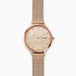 Skagen SKW2773 นาฬิกาผู้หญิง Anita Mother-of-Pearl Rose-Tone Steel-Mesh Quartz Women's Watch
