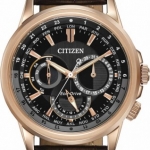Citizen BU2023-12E นาฬิกาข้อมือผู้ชาย Eco-Drive Calendrier World Time Leather Men's Watch