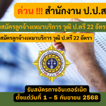 สำนักงาน ป.ป.ส. รับสมัครลูกจ้างเหมาบริการ วุฒิ ป.ตรี 22 อัตรา รับสมัคร 1 – 5 กันยายน 2568