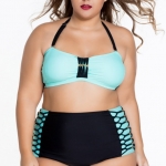 ชุดว่ายน้ำคนอ้วนพร้อมส่ง :ชุดว่ายน้ำไซส์ใหญ่ทูพีชสีเขียวดำแต่งสายคล้องคอแบบเก๋ sexy มากๆจ้า:รอบอก36-44นิ้ว เอว34-42นิ้ว สะโพก40-48นิ้วจ้า