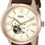 Fossil ME3105 นาฬิกาผู้ชาย Fossil รุ่น ME3105, Townsman Automatic Dark Brown Leather Men's Watch