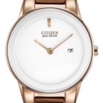 Citizen GA1053-01A นาฬิกาข้อมือผู้หญิง Eco-Drive Axiom White Leather Women's Watch