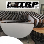 Round Table 圆桌会议 餐桌 中式餐桌 配有旋转镜组 โต๊ะกลม โต๊ะจีน ขนาด 160 cm.นั่ง 10 คน โต๊ะกลม พับครึ่ง มีล้อ,หน้าขาวโฟเมการ์,ขาเหล็กชุปโครเมี่ยม,โต๊ะประชุม,โต๊ะสัมมนาโต๊ะจัดเลี้ยง,โต๊ะโรงแรม Round Table Folding half with wheels Tablechairthai