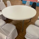 Trp.ทีอาร์พี Round Table Plastic 150 cm. 圆桌会议 餐桌 中式餐桌 配有旋转镜组 โต๊ะกลมโต๊ะกลมพับขาหน้าพลาสติก ขาเหล็กสีอบ่โต๊ะจัดเลี้ยงโต๊ะอาหารโต๊ะจีนโต๊ะโรงแรมภัตตาคาร Trp. Tablechairthai