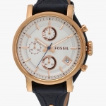 Fossil ES3838 นาฬิกาผู้หญิง Fossil รุ่น ES3838, Original Boyfriend Chronograph Blue Leather Quartz Women's Watch