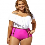 ชุดว่ายน้ำคนอ้วน ทูพีช 5xl พร้อมส่ง :ชุดว่ายน้ำไซส์ใหญ่สีขาวชมพูแต่งระบายที่เสื้อและซิปที่กางเกง แบบสวยsexyมากๆจ้า:รอบอก42-50นิ้ว เอว38-48นิ้ว สะโพก44-54นิ้ว