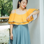 ชุดว่ายน้ำคนอ้วน 5xl ชุดเที่ยวทะเลพร้อมส่ง :ชุดว่ายน้ำไซส์ใหญ่แฟชั่นสีเหลืองเทาแต่งระบาย มีกางเกงขาสั้นใส่ด้านในแบบสวย น่ารักมากๆจ้า:รอบอก40-48นิ้ว เอว36-46นิ้ว สะโพก40-52นิ้ว