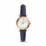 Fossil ES4502 นาฬิกาผู้หญิง Carlie Mini Three-Hand Navy Leather Women's Watch