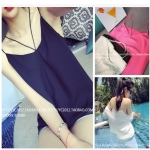 เสื้อผ้าแฟชั่นผู้หญิง ((พร้อมส่ง)) : เสื้อแฟชั่นสีขาว สายเดี่ยว ใส่สบาย น่ารัก น่ารักจ้า