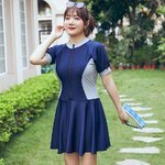 ชุดว่ายน้ำไซส์ใหญ่ 5xl พร้อมส่ง:ชุดว่ายน้ำคนอ้วนสีน้ำเงิน ซิปหน้าแต่งขอบสีเทามาพร้อมกางเกงขาสั้น แบบสวยใส่สบายมากๆจ้า :- รอบอก 38 - 48 นิ้ว - เอว 36 - 46 นิ้ว- สะโพก 38 - 48 นิ้ว