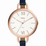Fossil ES4355 นาฬิกาผู้หญิง Fossil รุ่น ES4355, Annette Leather Rose Gold Navy Quartz Women's Watch